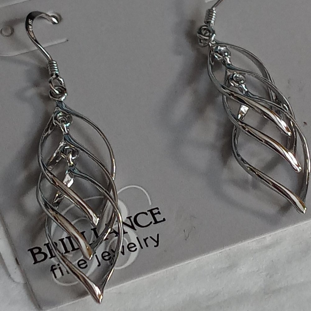 Sterling Silver Interwoven Dangling Earrings
